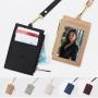 Cartera De Hombres Oem Odm Custom Logo Business Card Case Split Saffiano Leather Employee Name Badge Id Card Holder With Lanyard