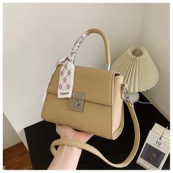 Pu Leather Wholesale Women Handbags Pure Color Designer Shoulder Bags Silk Scarf Quality Handbags