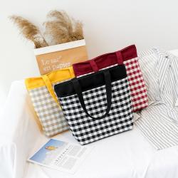 2023 New Plaid Canvas Shoulder Bag Fashion  High Quality  Handbags for Girls Fresh Literature Korean Fashion Shopping Bag
