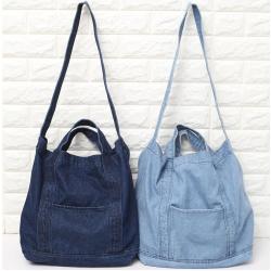 New Fashionable Denim Shopping Bag Neutral Men's and Women's Canvas Schoolbag with Two Handles for Make-Up and Art Leisure