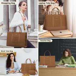 LOVEVOOK 2pcs/set Fashion Quilted 15.6 in Waterproof Work Bag Travel Business Shoulder Tote Bag Handbag  Laptop Bags for Women