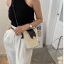 2022 Summer Popular Women's Bag New Fashion Single Shoulder Crossbody Bag Straw-woven Bucket Cover Ladies Bag