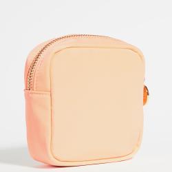 Custom Square Embroidery Tree Patch Waterproof Nylon Peach Pink Small Travel Bags for Women Toiletries Cosmetic Pouch