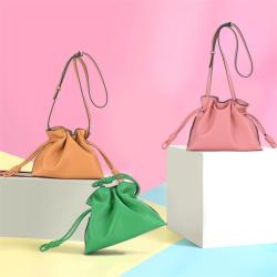2024 New Luxury Drawstring Long Shoulder Strap Women Bucket Bag Casual Mini Bags For Ladies