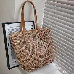 Minimalist big totes shoulder bags women straw woven handbags ladies luxury handbags for women luxury summer beach tote bags