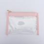 Custom Wholesale Ladies Bridesmaid TPU Leather Clear Zipper Travel Cosmetic Bag Storage Organizer Clutch Bag PVC Flat Zipper Bag