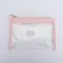 Custom Wholesale Ladies Bridesmaid TPU Leather Clear Zipper Travel Cosmetic Bag Storage Organizer Clutch Bag PVC Flat Zipper Bag