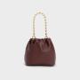 Wholesale Custom Women Handbags Nice Quality Soft Vegan Leather With Nice Gold Chain Fashion Drawstring Bucket Bag