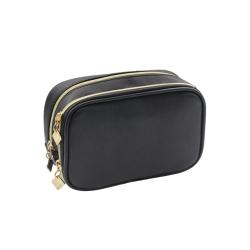 Custom double layer cosmetic bag dopp kit brushes wash bag eco saffiano PU leather make up bags