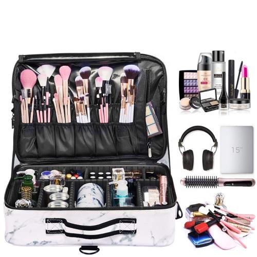 Travel Makeup Train Case Makeup Cosmetic Case Organizer Portable Artist Storage Bag with Adjustable Dividers for Cosmetics