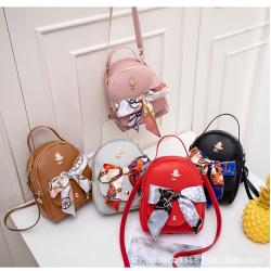 Bags for women ladies backpack 2024 factory wholesale small backpack fashion pu leather silk scarf shoulder bag
