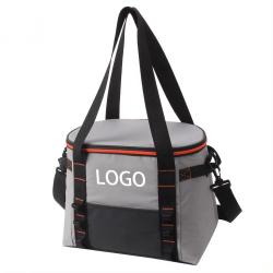 Customized Logo Insulated Wine Tote Lunch Bag Soft Tarpaulin Reusable Portable Picnic Travel Beach Shoulder Cooler Bag
