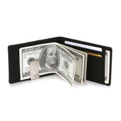 KHF070 2023 Hot RFID Cross Print PU Leather Credit Card Wallet Money Clip Korean Stitching Stainless Steel Creative Money Clip