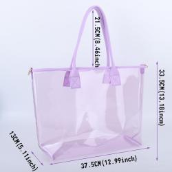 RTS 10 Neon Colors Waterproof Durable Transparent Totes Ladies Women Clear PVC Large Shopping Beach Tote Jelly Clear Tote Bag