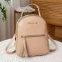 2024 Minimalist Personalized Leather Backpack Fashionable Korean Edition Tassel Book Bag Cheap Wholesale for Women