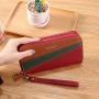 ZR199 Women's Wallet Long Handbag PU Double-layer Zipper Coins Wallet Purse Stylish Contrast Color Mobile Phone Bag Card Holder