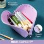 Gelory Customized Zip Make Up Bag Luxury Shell Shape PU Leather Makeup Pouch Cosmetic Bags for Women