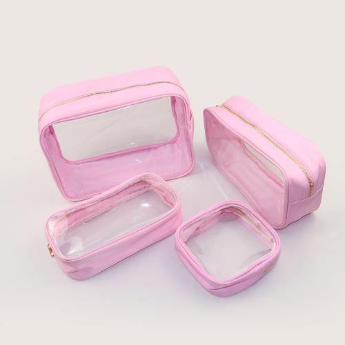 Women Pink Makeup Bag Custom Transparent Cosmetic Brush Bag With Zipper Closed Best Bride maid Gifts PVC Clear Cosmetic Bag