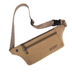 HR023 Newest Fashion Travel Waist Bag Buckle Woven Canvas Zipper Crossbody Bag Outdoor Climbing Waterproof Headset Storage Bag