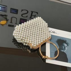 Popular bridal wedding handbags for women luxury handwoven embroidered evening dress bag evening bags pearl handbag