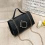 Pu Cover Chains Single Shoulder Crossbody Bag Flower Printing Handbags for Women Pure Color Fashion Bag