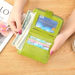 2024 New Women's Short Wallet Student Cute Zipper Card Bag Soft Leather Wallet Coin Purse