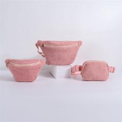 Keymay Hot Sale High Quality Multi-color 2 Sizes Gold Hardware Girls Winter Sports Waist Pack Chest Waist Bag Fuzzy Fanny Packs