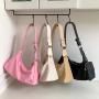 Wholesale Korean square shoulder bag nylon simple fashion bag with small pocket Nylon Half-Moon Bag