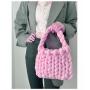 Handwoven fashionable solid color large capacity handbag carteras para mujer 	 sac a main