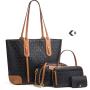 Wholesale Large Capacity Hand Bag Set Chain Embossed Printing Tote Bags 4 in One Set famous brand