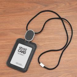 KT001 Creative PU leather ID Badge Holders Credit Card Working Bus Card Case Neck Strap Bus Access Student Card Holder