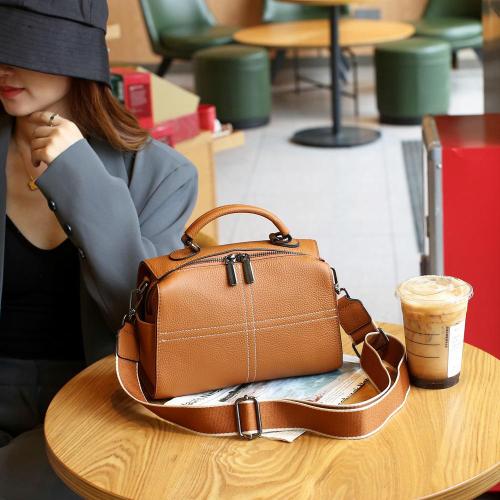 Genuine leather new versatile and fashionable top layer cowhide single shoulder crossbody bag