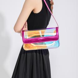 New Fashion custom logo Shoulder Underarm Bag Simple Blank Small Square Bag Transparent Laser Ladies see through bag