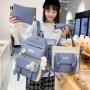 New Canvas Four Piece Schoolbag For Primary School Students High School Schoolbag Large Capacity Outdoor Travel Backpack