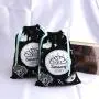Custom Full Printed Black Canvas Fabric Gift Pouch Drawstring Organic Books Toys Packing Dust Cotton Bag