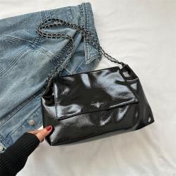Soft Leather Large Capacity Fashion Simple Commuting Chain Shoulder Bag for Women, Early Autumn New Style Versatile Tote Bag