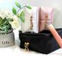 Gelory Minimalism Makeup Pouch Travel Toiletry Bag Daily Use PU Leather Cosmetic Bag for Women