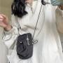 New style Simple womens cross bag Water Resistant Nylon cloth Zipper mini phone bag PU Drawstring Ruffles small crossbody bag