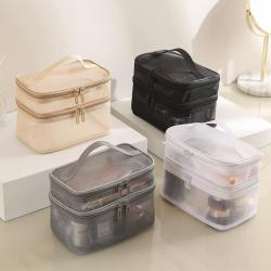 Large capacity portable travel minimalist mesh makeup bag
