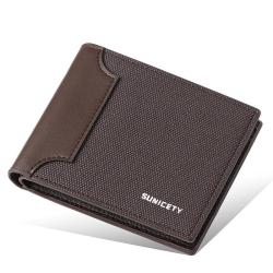 ZR408 New RFID Anti-theft Canvas Men's Wallet Trend Horizontal Short Card Bag Zipper Canvas Business Wallet Wholesale