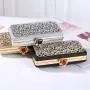 Hot Selling New Design Woman Silver Gold Diamond Evening Bag Flower Crystal Birthday Party Handbag Wedding Bridal Floral Purse