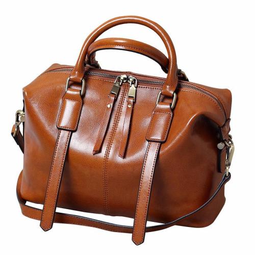 wholesale 2024 Vintage fashion travel Bag wax cowhide  boston tote bag Fashionable women's leather shoulder bags