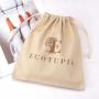 Hot Sale Natural Cotton Canvas Sachet Shopping Bag Custom Logo Printed Cotton Double String Dust Packaging Canvas Pouch