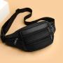 Genuine leather men's sports portable multi compartment cowhide waist bag