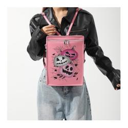HR654 Halloween Gift Creative Funny Bag Women's Halloween Pumpkin Graffiti One Shoulder Crossbody Bag PU Personalized Backpack