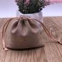 Gold Hot Stamping Logo Khaki Faux Suede Drawstring Pouch