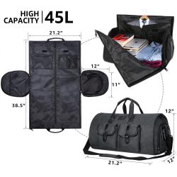Customized Full-Sized Folding Hanging Suit Male Weekender Business Trips Garment Duffle Bag with Detachable Shoulder Strap