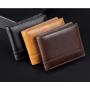 OEW054 Customize Design Slim Coin Purse Genuine Leather Vintage ID Credit Card Holder Short Thin Bifold Wallet For Men