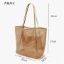 Women's New Casual tote Foldable Beach Handbag with Two Handles Polyester Lining for Summer Outdoor Travel and Shopping