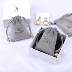 Custom Logo Printing Mini Velvet Drawstring bag For Jewelry Packaging Soft Velvet Cosmetic Jewelry Pouch